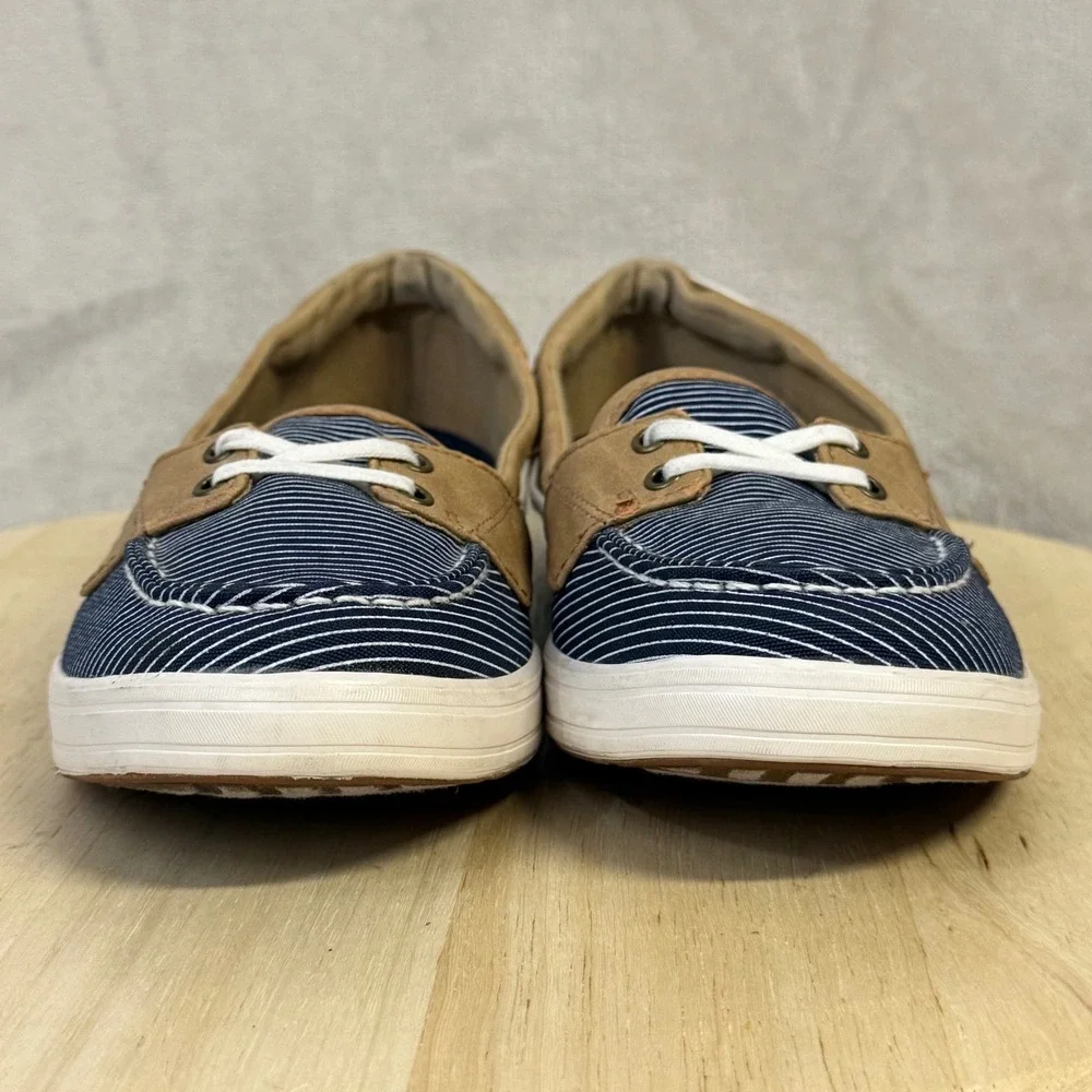 Keds Womens Ortholite Boat‎ Shoes Navy White Striped Loafers WF57107 Size 10